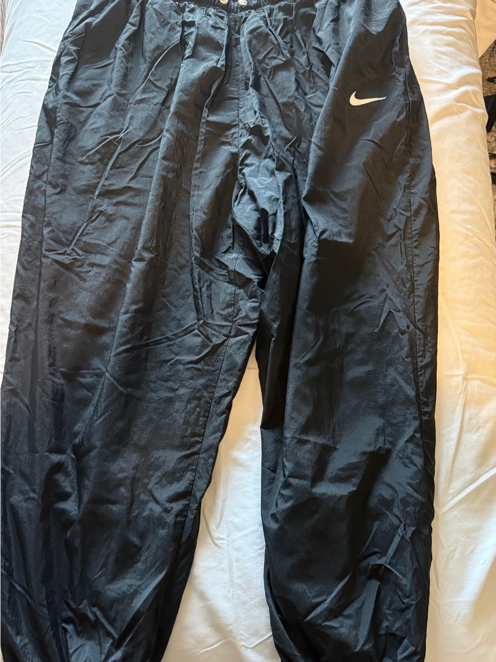 Nike Black Track Pants with White Drawstring